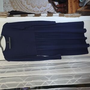 Elegant Navy Blue Long Sleeve Dress